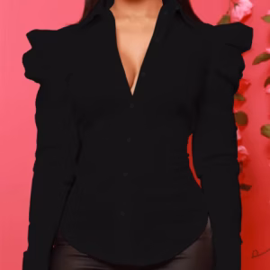 Formal Single Breasted Simple Long-Sleeved Solid Slim Shirt