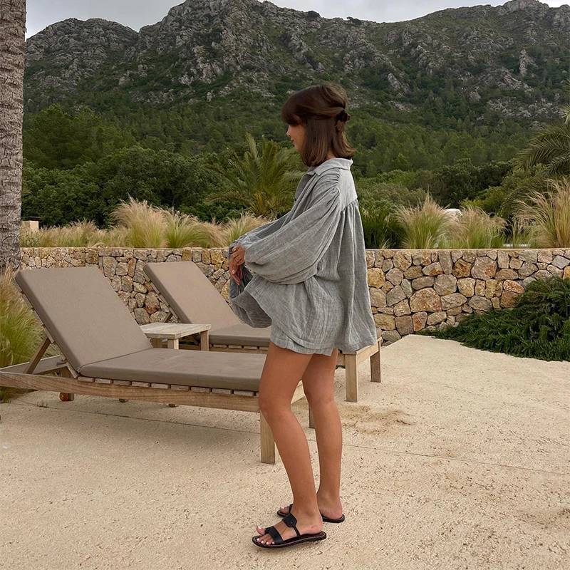 Casual Solid Lapel Button Shirt And Shorts Loose 2 Pieces Sets - Image 8