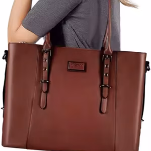 Casual Solid zipper PU Leather Laptop Messenger Tote Bag