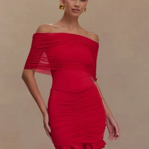 Casual Strapless Flods Patchwork Ruffles Off -Shoulder Pleated Bodycon Mini Dress