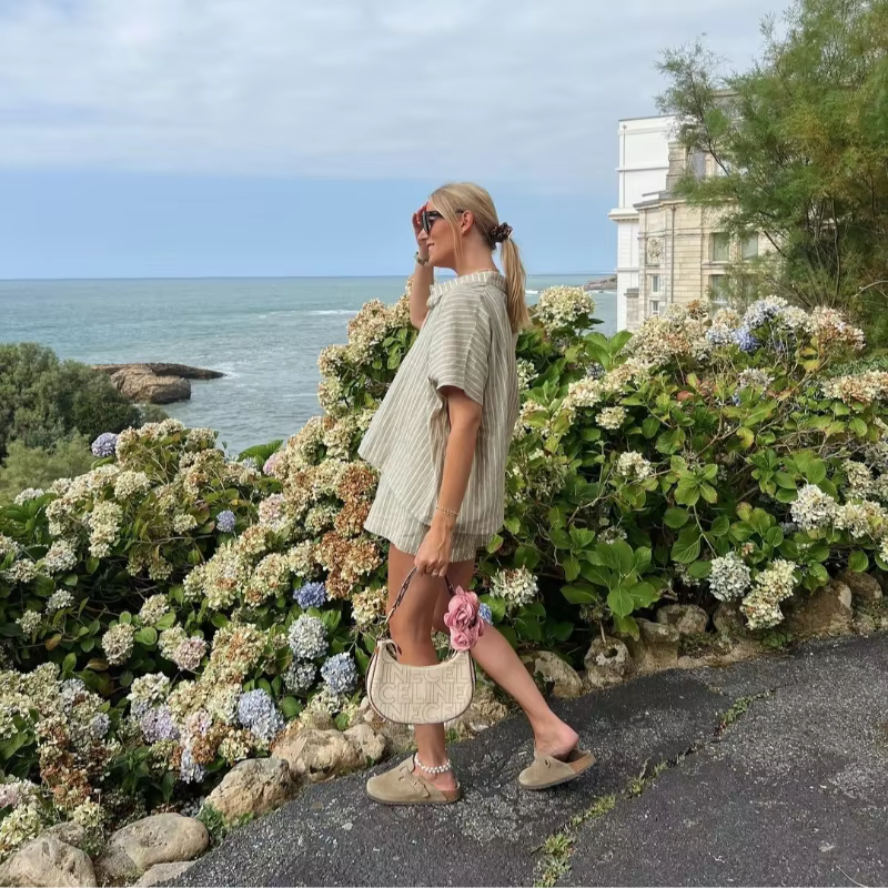 Casual Stripe Single Breasted Half Sleeve Shirts And Shorts Loose 2 Piece Set - Image 8