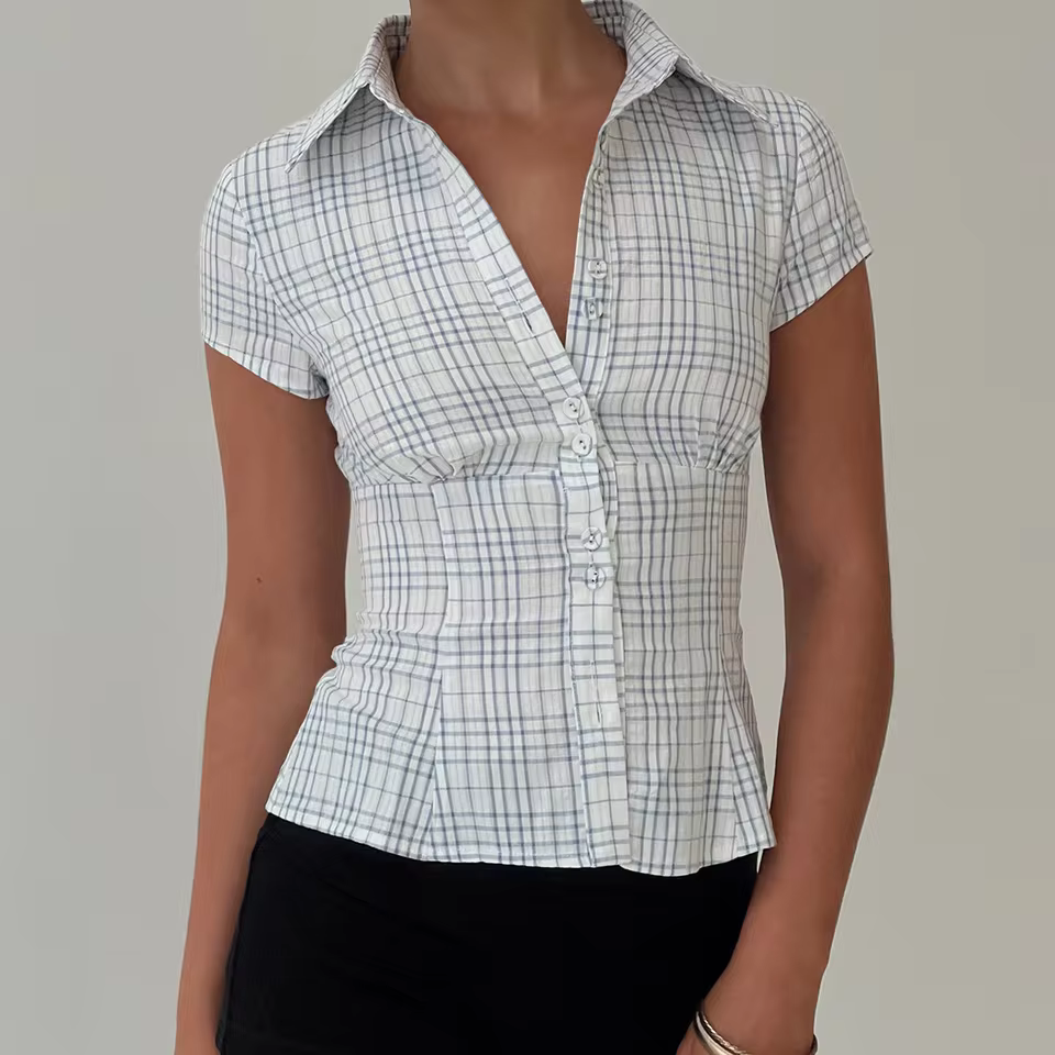 Casual Turn-Down Collar Button Down Standard Plaid Button Down Shirt