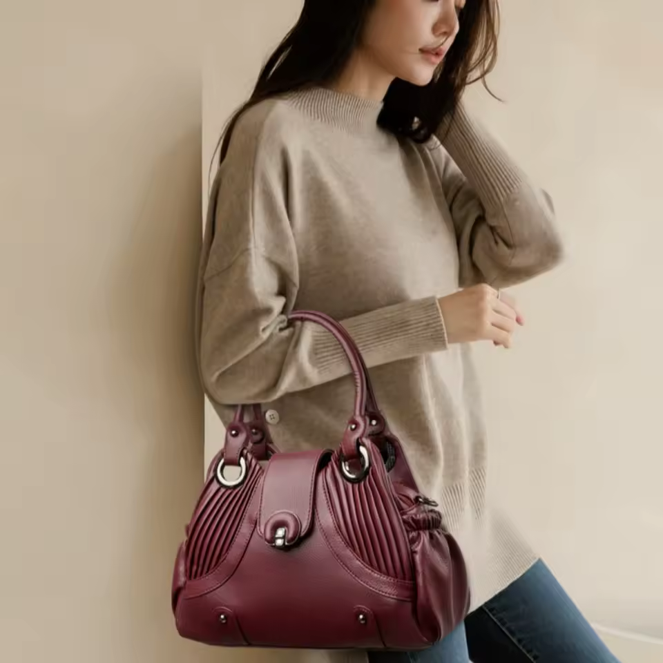 Casual Two-layers Leather Luxury Top-Handle Tote Hand Bags