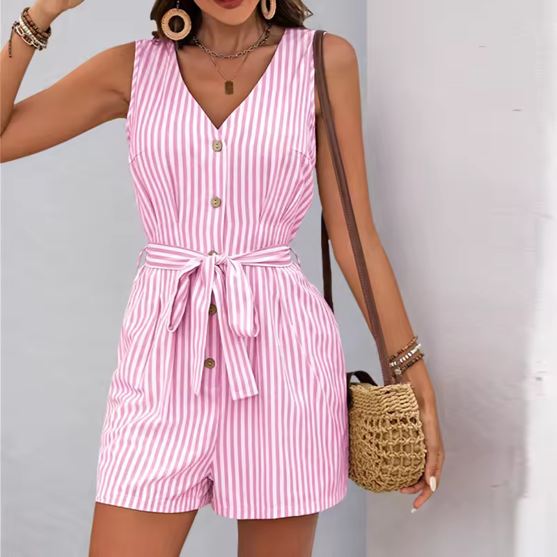 Casual Viscose Striped One-Piece Shorts Rompers And Playsuits - Image 8