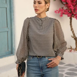 Chic Stylish Pullover Chiffon Slight Stretch Single-Piece Shirts Blouses