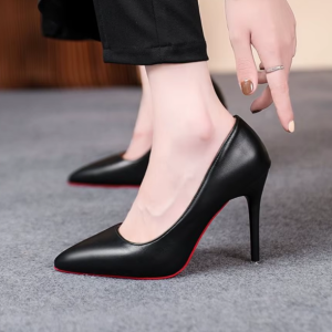 Classic Bottom Leather Pumps Pointed Toe High Heels