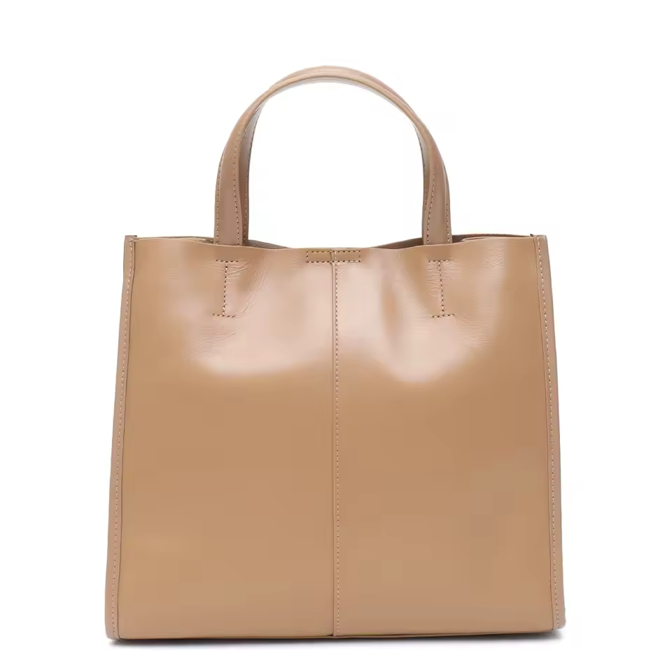 Classic Genuine Leather Tote Simple Vintage Top-handle Large Capacity Cross body Shoulder Handbag - Image 3
