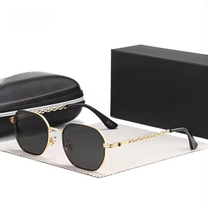 Classic Retro Polaroid Lenses Rectangular Square Metal Frame Sunglasses