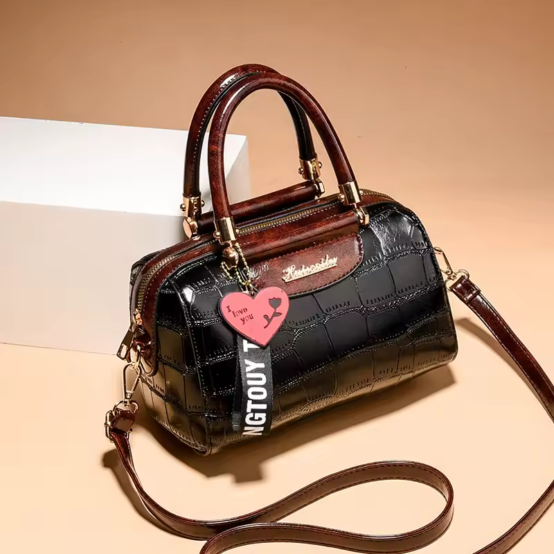 Classic Top Quality PU Leather Crocodile Tote Messenger Bag - Image 4