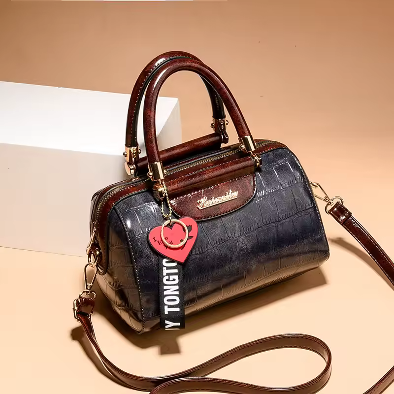 Classic Top Quality PU Leather Crocodile Tote Messenger Bag - Image 5