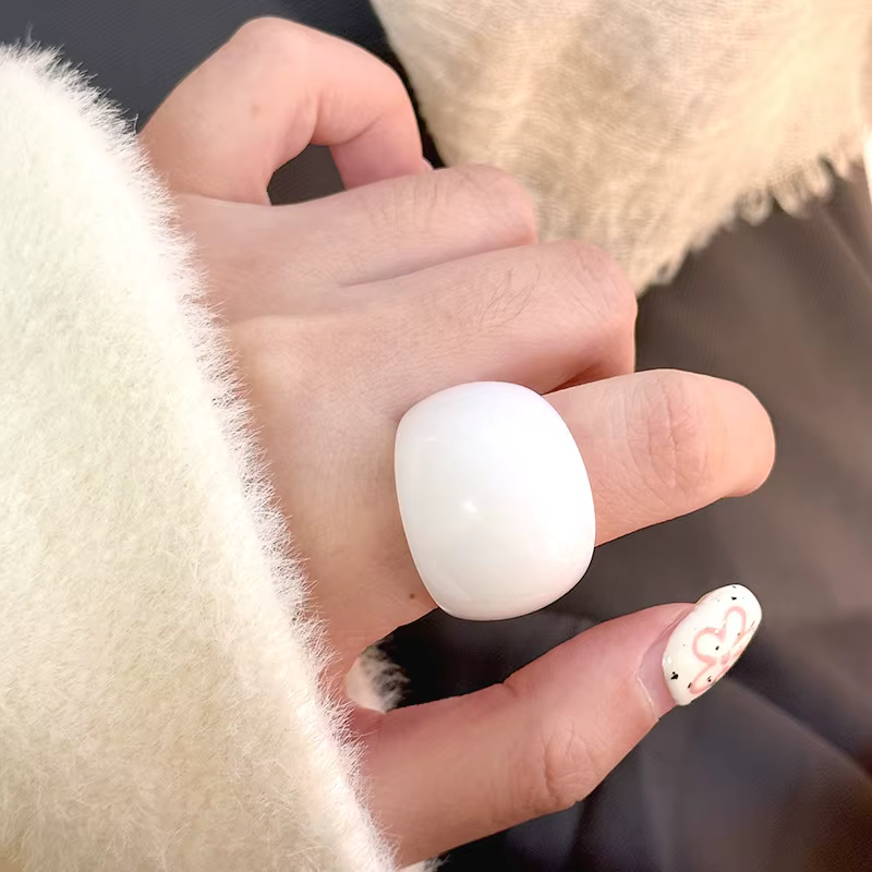 Resin Acrylic Chunky Charm Geometric Oval Round Knuckle Finger Rings - Image 3