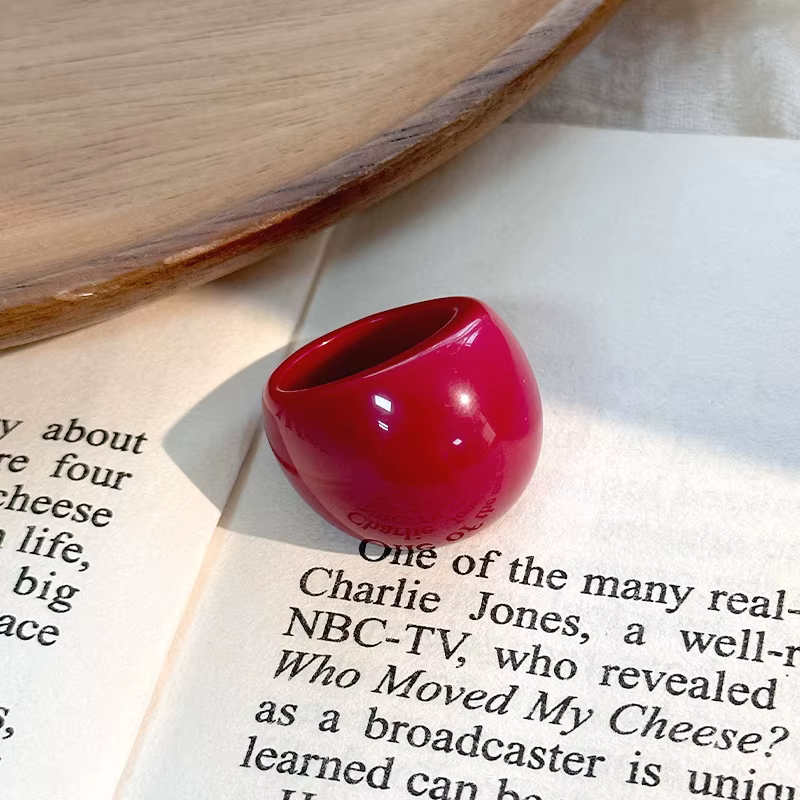 Resin Acrylic Chunky Charm Geometric Oval Round Knuckle Finger Rings - Image 4