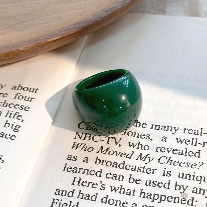 Resin Acrylic Chunky Charm Geometric Oval Round Knuckle Finger Rings - Image 2