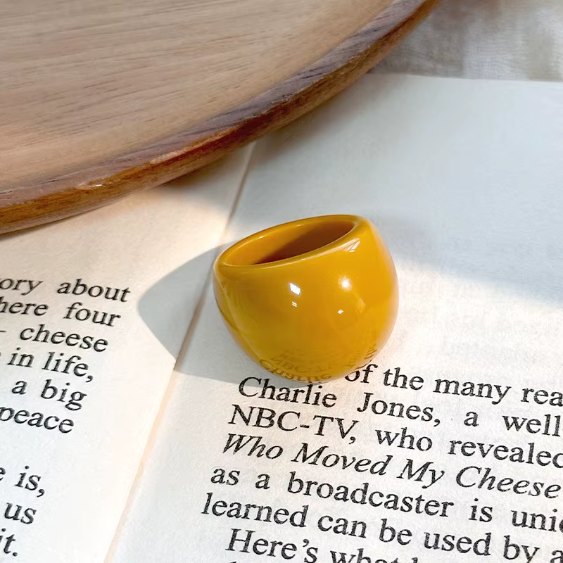 Resin Acrylic Chunky Charm Geometric Oval Round Knuckle Finger Rings - Image 5