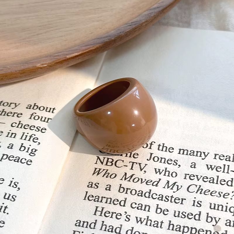 Resin Acrylic Chunky Charm Geometric Oval Round Knuckle Finger Rings - Image 6