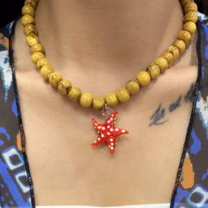 Cute Glass Beads Animal Charm Colorful Pendant Necklace