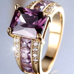 Cute Zircon Gold Color Engagement Charm Wedding Jewelry Stone Ring