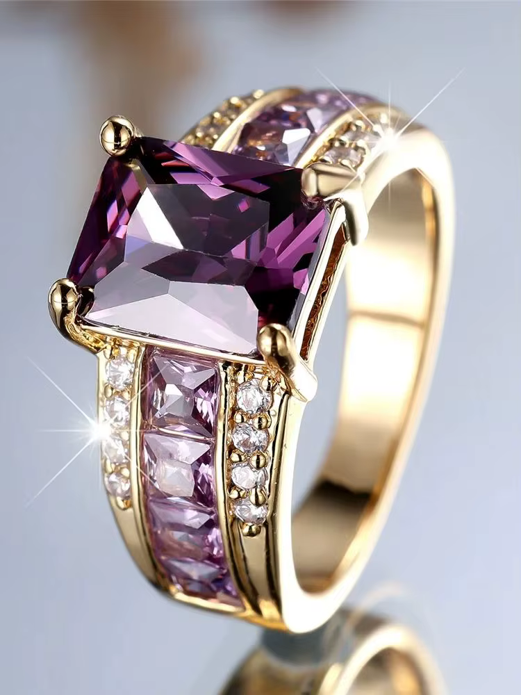Cute Zircon Gold Color Engagement Charm Wedding Jewelry Stone Ring
