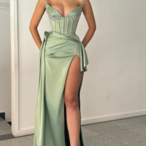 Elegant Bella Customized Glitter Side Slit robes de soirée Strapless Sleeveless Trailing Party Maxi Dresses