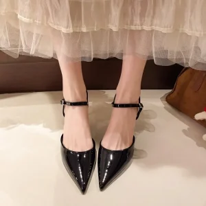 Elegant Buckle Strap Mules Pointed Toe Wedding Banquet High Heels
