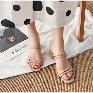 Elegant Cross Tied Narrow Band Formal Wear Leather Sandals