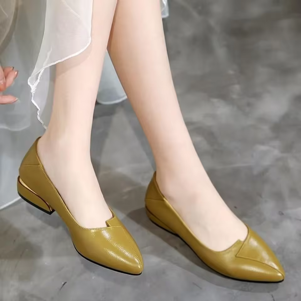 Elegant Fashion Slip On Geometric Pointed Toe Square Heel