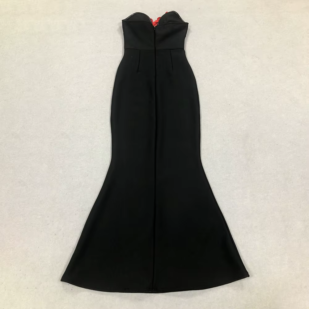 Elegant Florals Strapless Off the Shoulder Bodycon Bandage Long Maxi Dress - Image 7