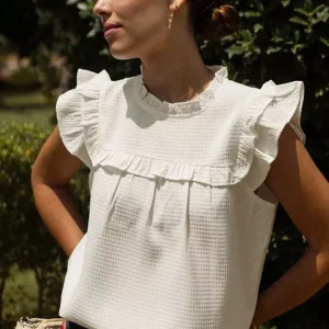 Elegant Flutter Sleeve Ruffled Flutter Sleeve Blouse Street Wear