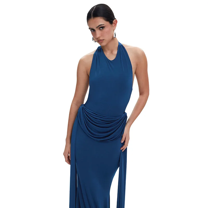 Elegant Halter Backless Night Club Sleeveless Wrap Evening Party Long Maxi Dress - Image 6