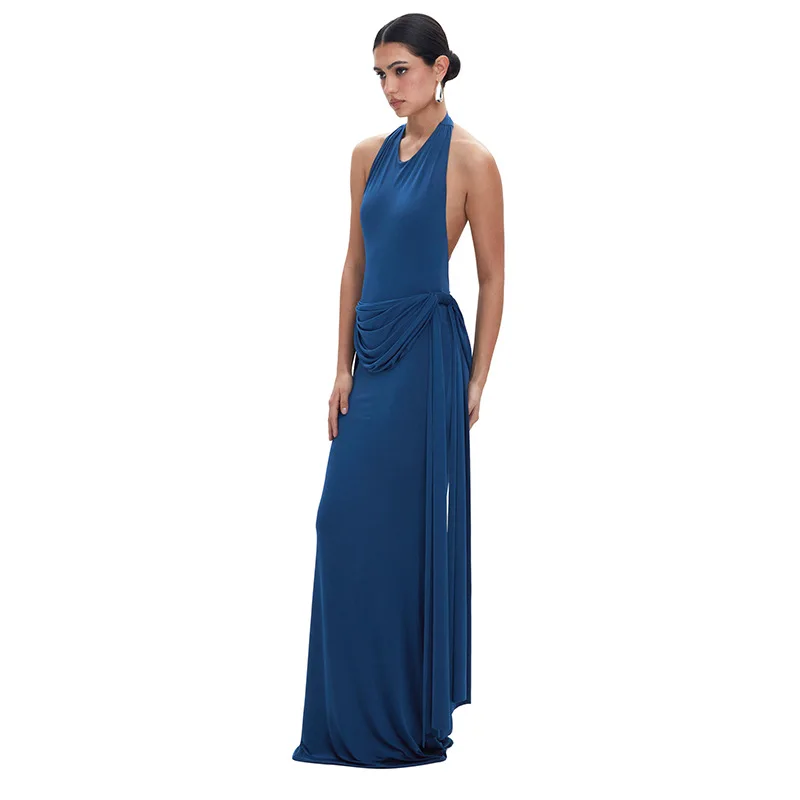 Elegant Halter Backless Night Club Sleeveless Wrap Evening Party Long Maxi Dress - Image 4