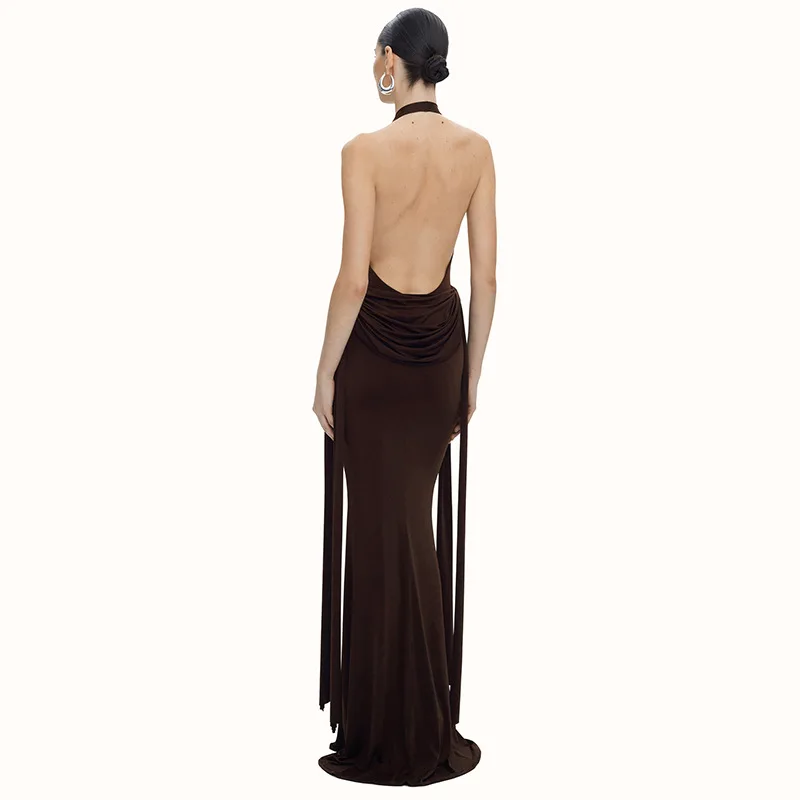 Elegant Halter Backless Night Club Sleeveless Wrap Evening Party Long Maxi Dress - Image 10