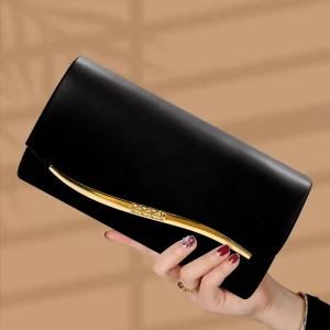 Elegant Luxurious Faux Leather Party Versatile Chain Clutch Evening Bag