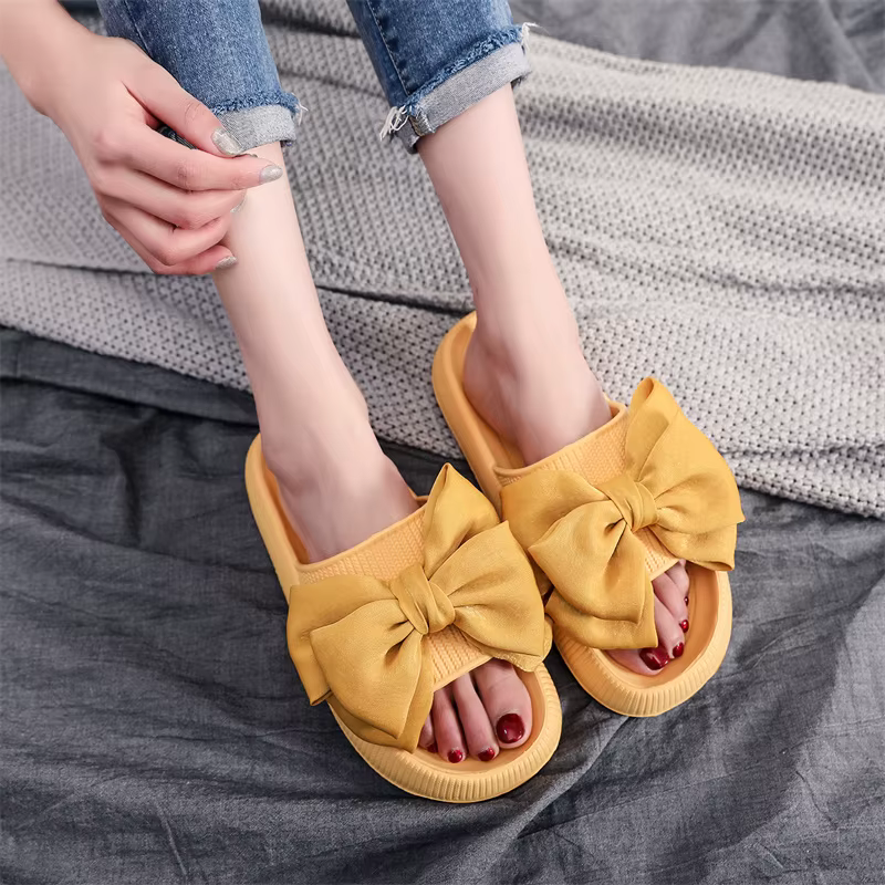 Elegant Non-Slip Thick Soft Sole Eva Handmade Bow Tie Slippers