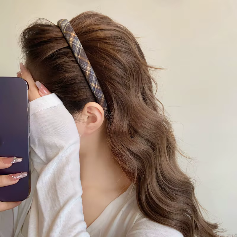 Elegant Plaid Retro Vintage Hoop for Holiday Party Hair Bands