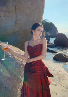 Elegant Ruffles Spaghetti Strap Graduation Birthday Evening Party Maxi Dress - Image 6