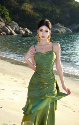 Elegant Ruffles Spaghetti Strap Graduation Birthday Evening Party Maxi Dress - Image 15