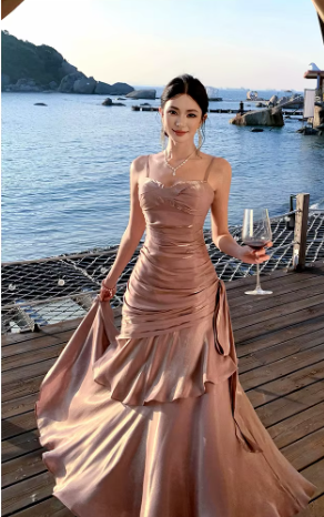 Elegant Ruffles Spaghetti Strap Graduation Birthday Evening Party Maxi Dress - Image 16