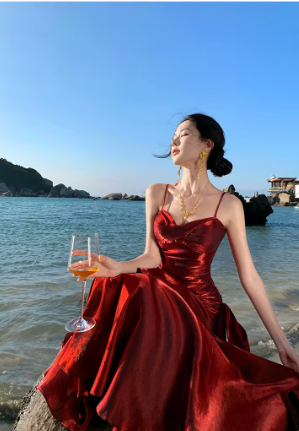 Elegant Ruffles Spaghetti Strap Graduation Birthday Evening Party Maxi Dress - Image 8