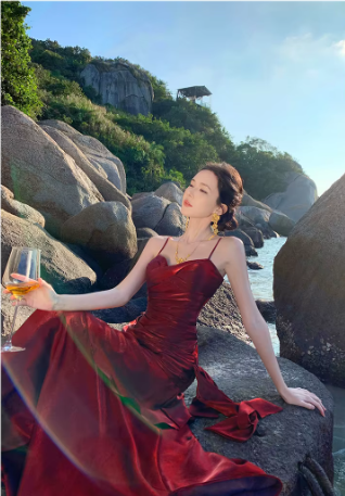 Elegant Ruffles Spaghetti Strap Graduation Birthday Evening Party Maxi Dress - Image 10