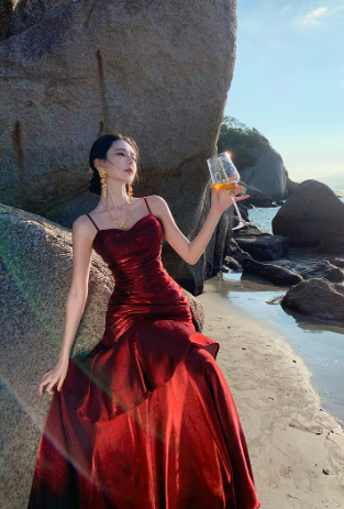 Elegant Ruffles Spaghetti Strap Graduation Birthday Evening Party Maxi Dress - Image 11