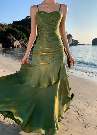 Elegant Ruffles Spaghetti Strap Graduation Birthday Evening Party Maxi Dress - Image 13