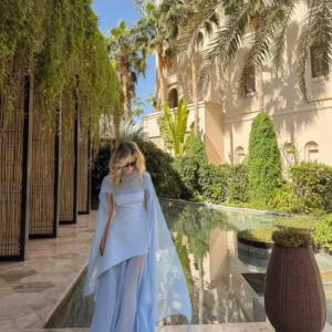 Elegant Shawl-Collar Cape Cover Up Ruffle Beach Style Long Dress