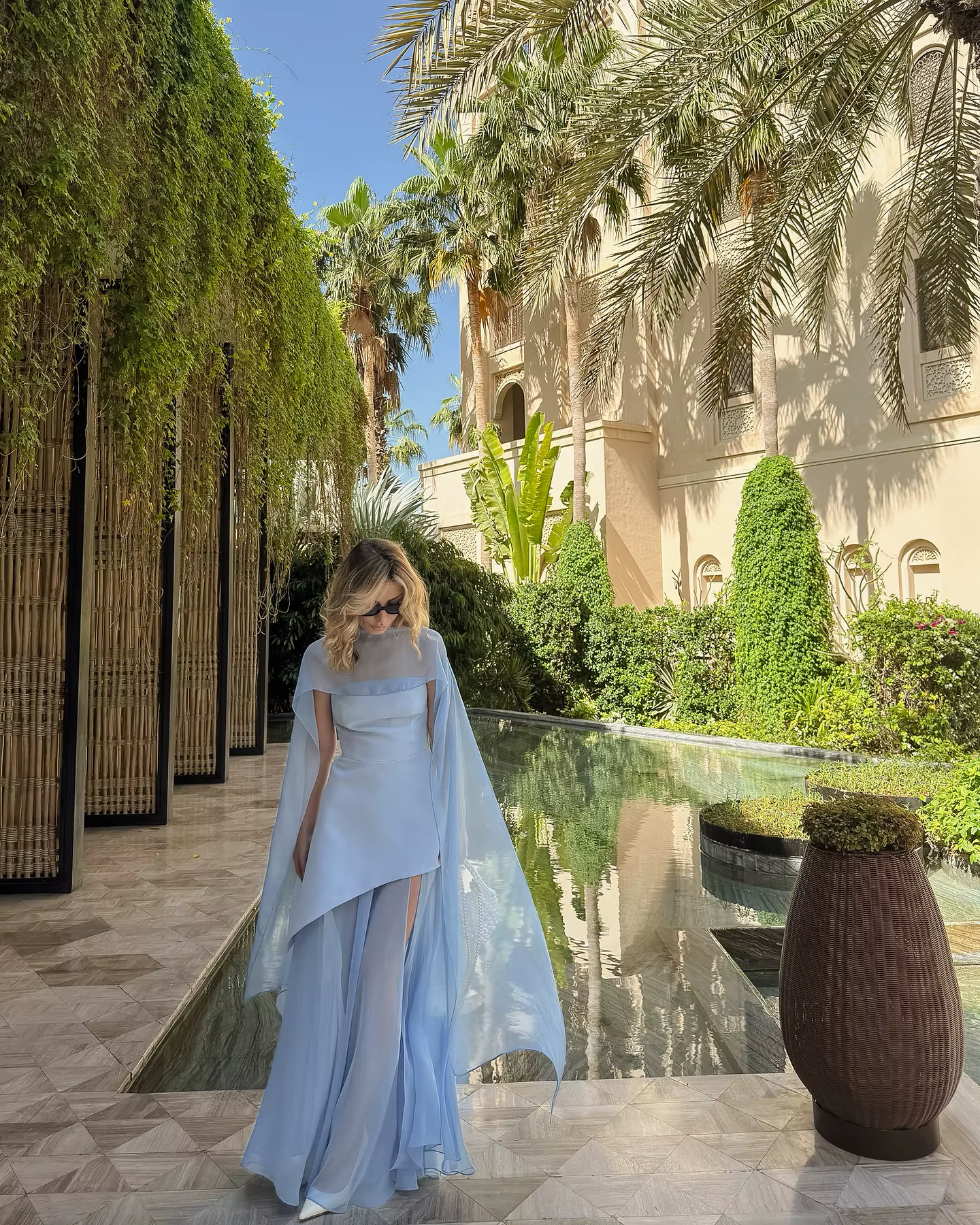 Elegant Shawl-Collar Cape Cover Up Ruffle Beach Style Long Dress