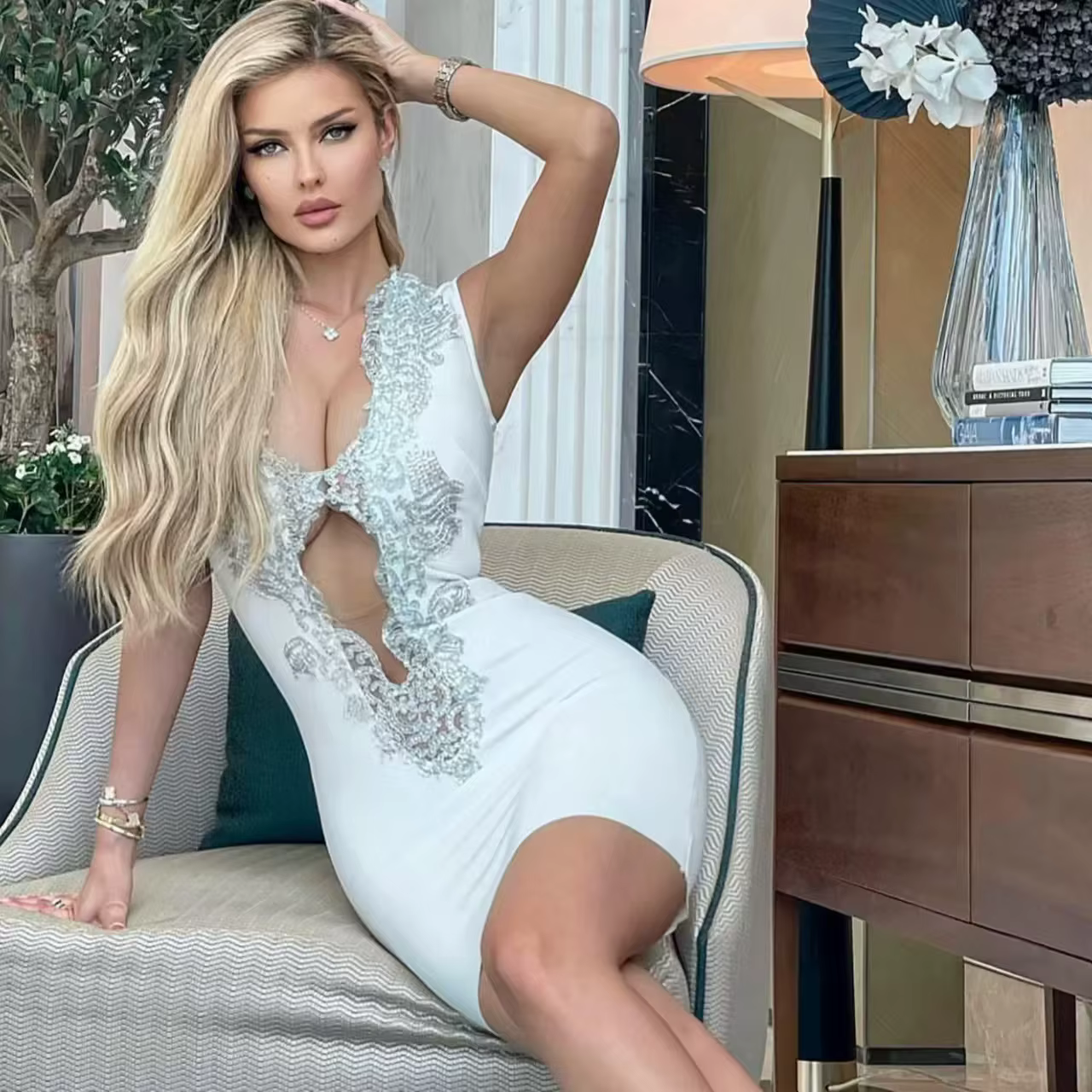 Elegant Sheath High Quality Bodycon Bandage Nightclub Mini Dress - Image 3