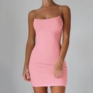 Elegant Sheath Spaghetti Strap Club Party High Street Bodycon Mini Dress