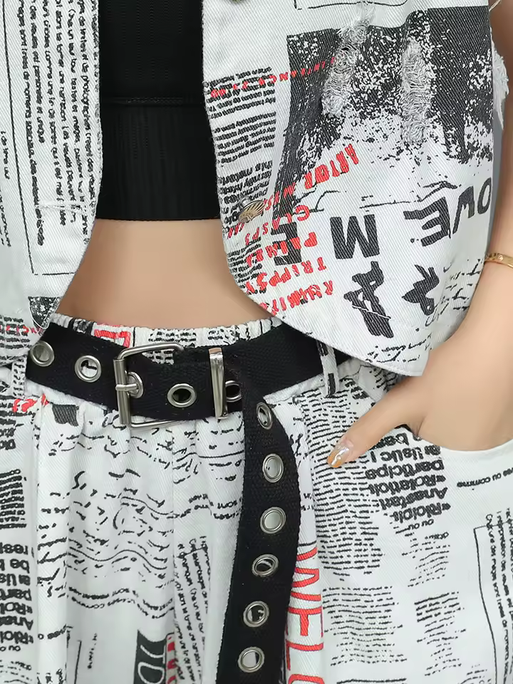 Elegant Sleeveless Denim Vest Tops Wide-leg Loose Short Pants 2-piece Set - Image 6