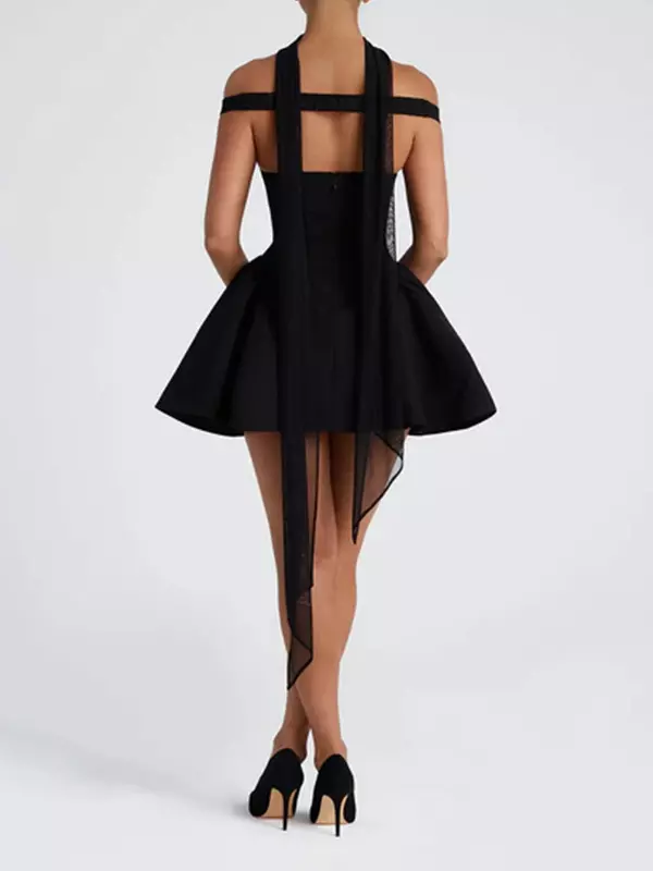 Elegant Sleeveless Heart-Shaped Neckline Off-Shoulder Mini Dress - Image 6