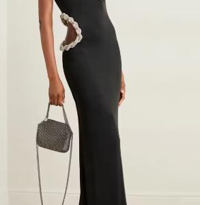 Elegant Sleeveless One Shoulder Hollow Twisted Diamond Design Tight Maxi Dress