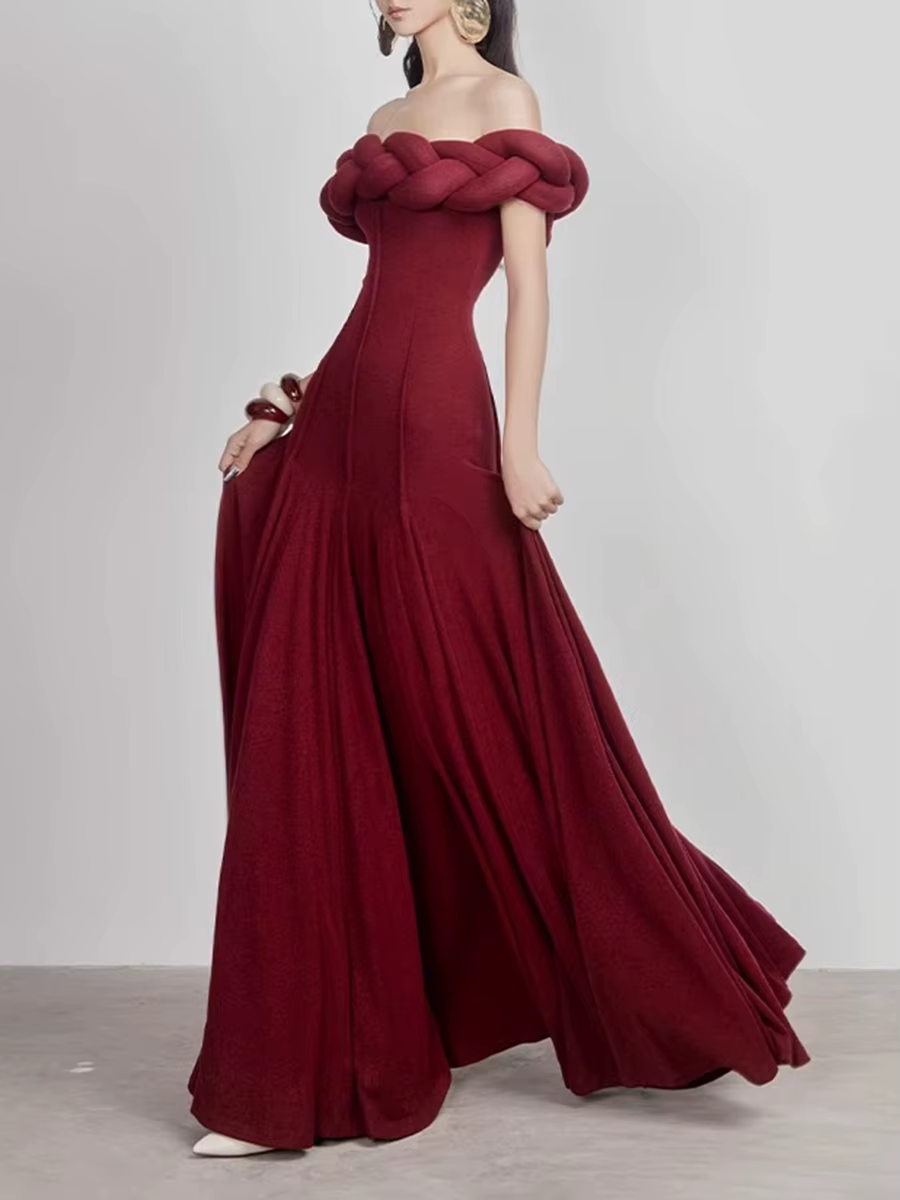 Elegant Slimming Solid Strapless Sleeveless High Waist Temperament Maxi Dress