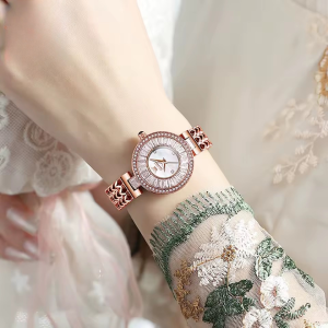 Elegant Stainless Steel Strap Diamond Dial Original Wristwatch Sets